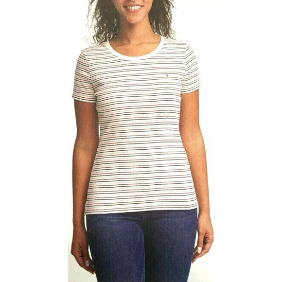 Tommy Hilfiger Tops - Tommy Hilfiger Womens Tee Cotton T-Shirt BRT (WHİTE, XXL)